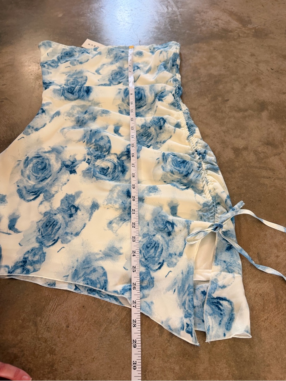 L.A. Hearts Pacsun Blue Floral Strapless Ruched Mini Dress NWT Size S - Picture 6 of 12